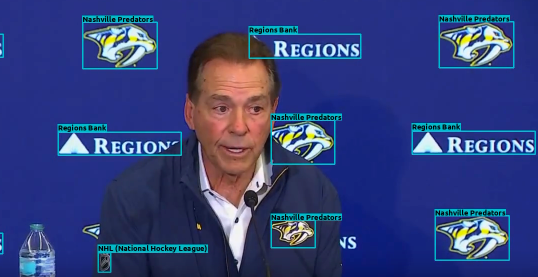 Regions Bank signage detected during a Nashville Predators press conference